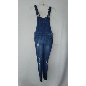 Wax‎ Jeans Overalls Womens S Blue Stretch Denim Distressed Skinny Farmer Chore